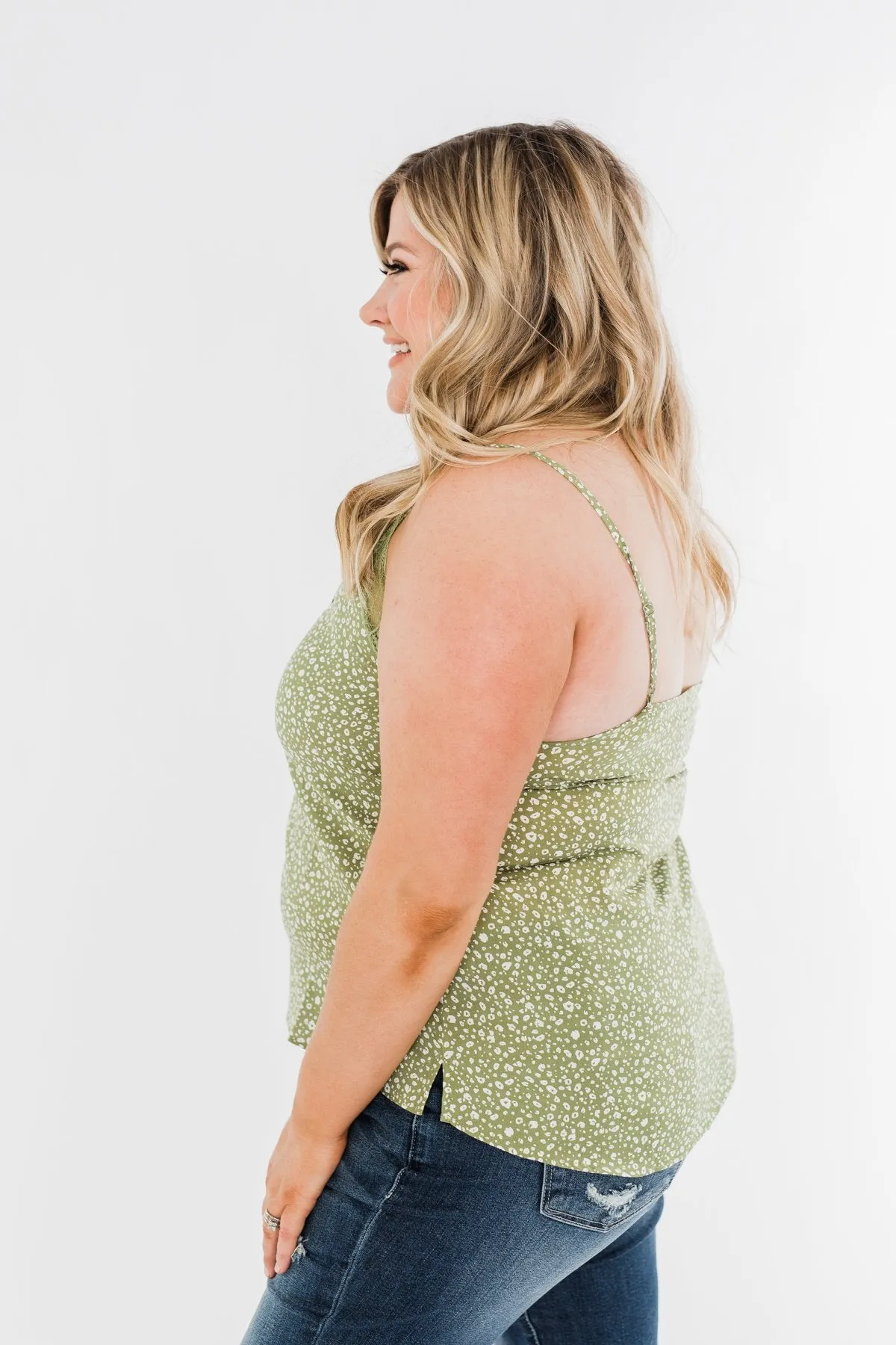 Beautiful Adventures Animal Print Shift Tank- Moss Green
