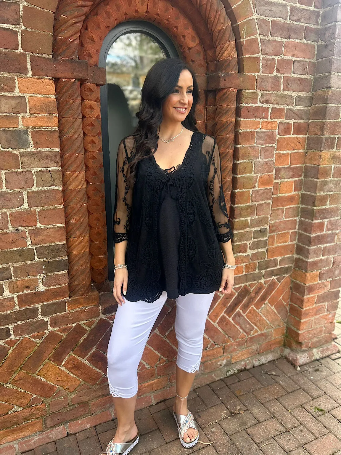 Black Crochet Lace Cover Up Katie