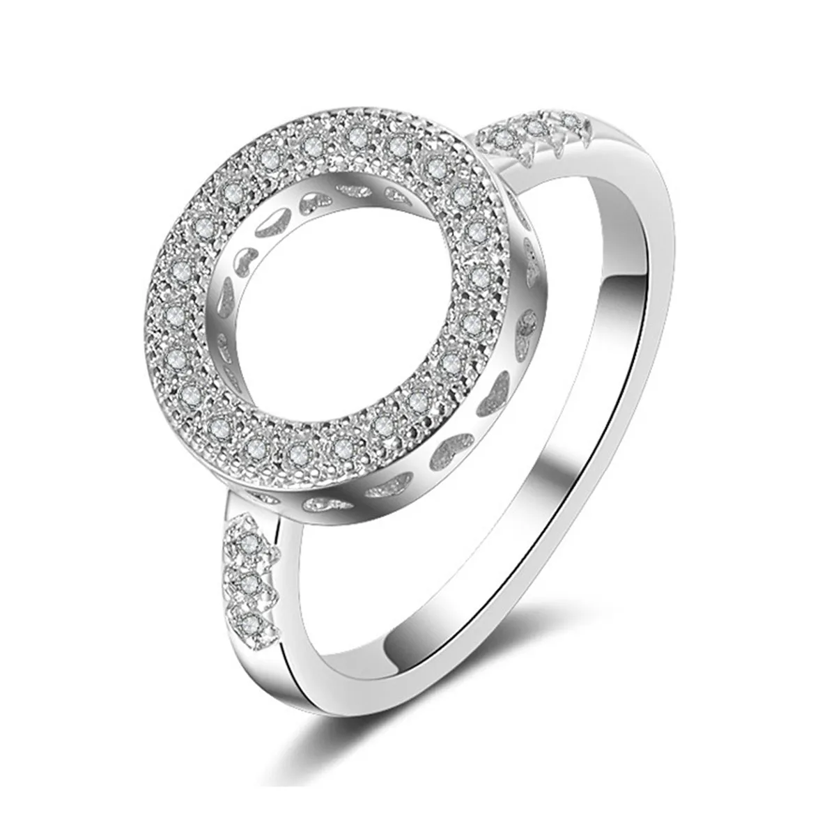 Cubic Zirconia & Silver-Plated Open Round Ring