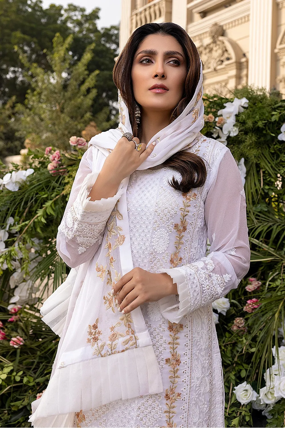 Elegant Formal Pakistani Dress in White Shade #PF409