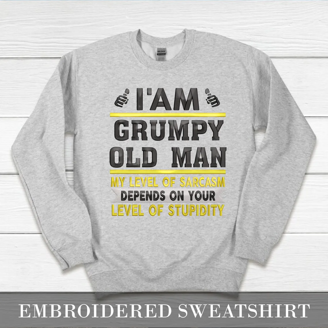 Embroidered Sweatshirt Hoodie Grummy Old Man