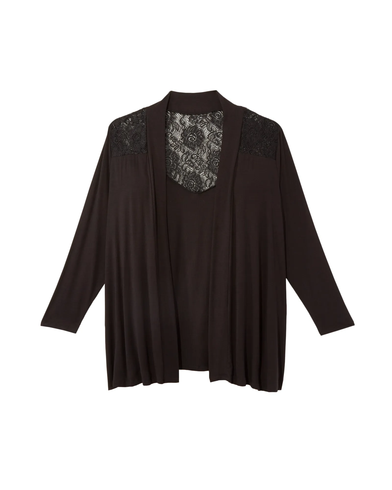Faye Long Sleeve Lace Back Cardigan | Black