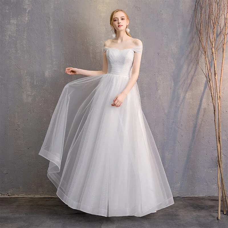 [Final Sale] White Convertible Soft Tulle Bow Tie Bridal Dress Bridesmaid Dresses