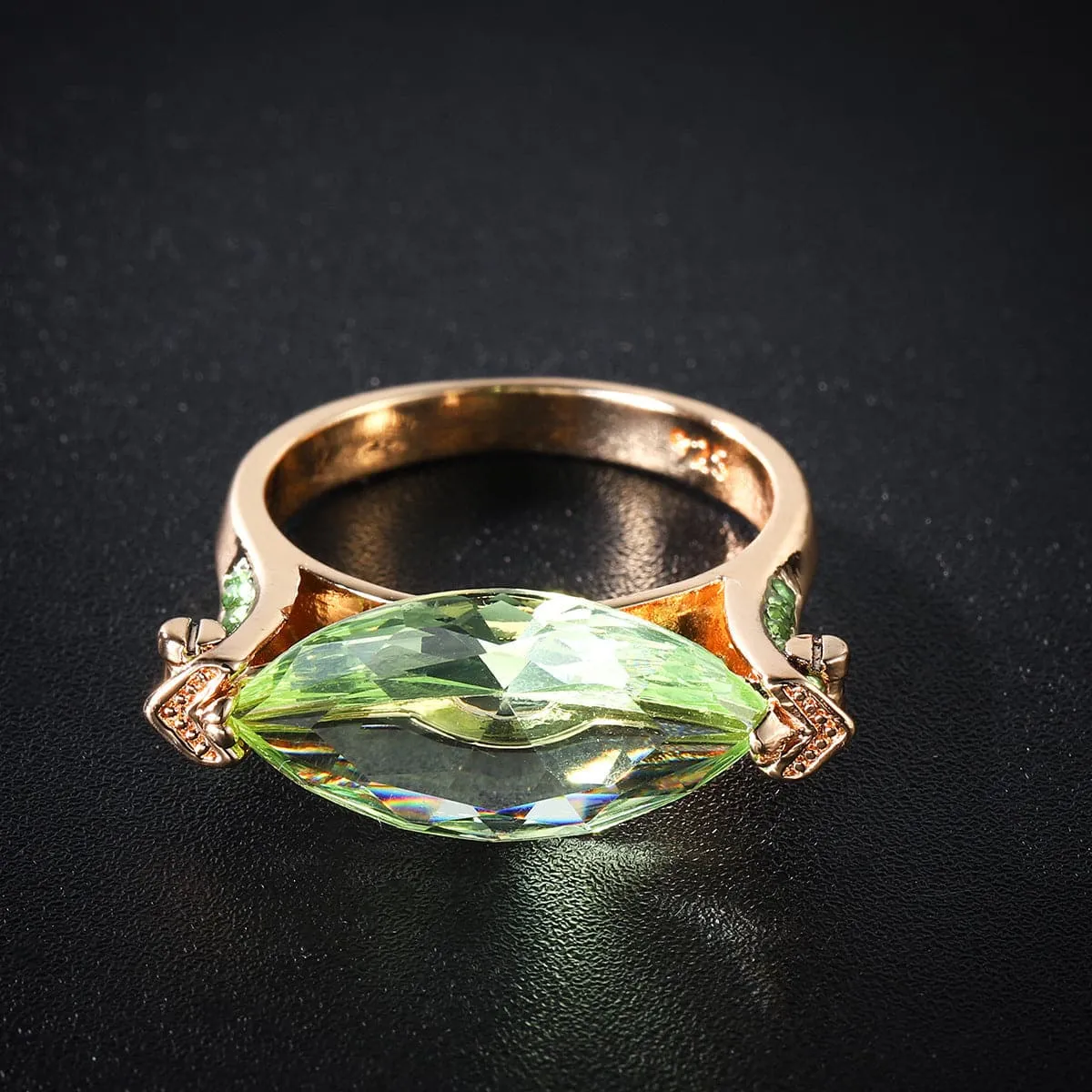 Green Crystal & Cubic Zirconia Marquise Ring