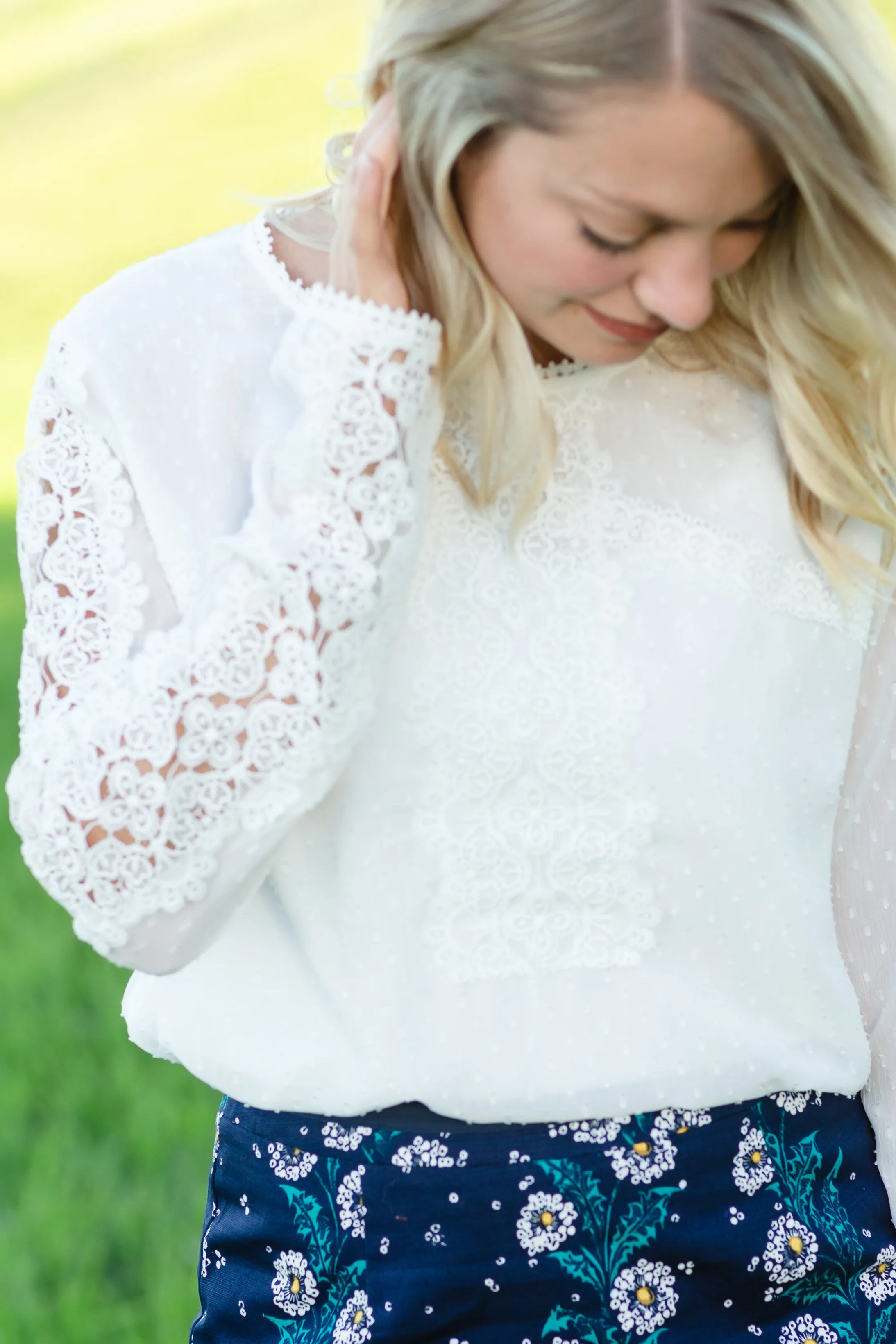 Ivory Lace Swiss Dot Blouse - FINAL SALE