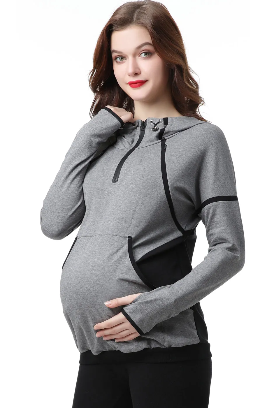 Kimi   Kai Maternity "Dakota" Colorblock Nursing Active Hoodie