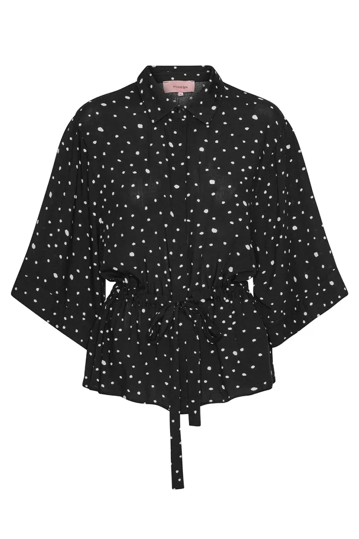 Kris Shirt - Black w/White dots