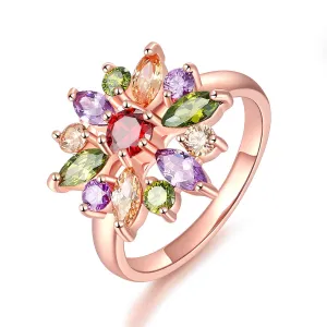 Lavender Crystal & 18K Rose Gold-Plated Flower Band Ring