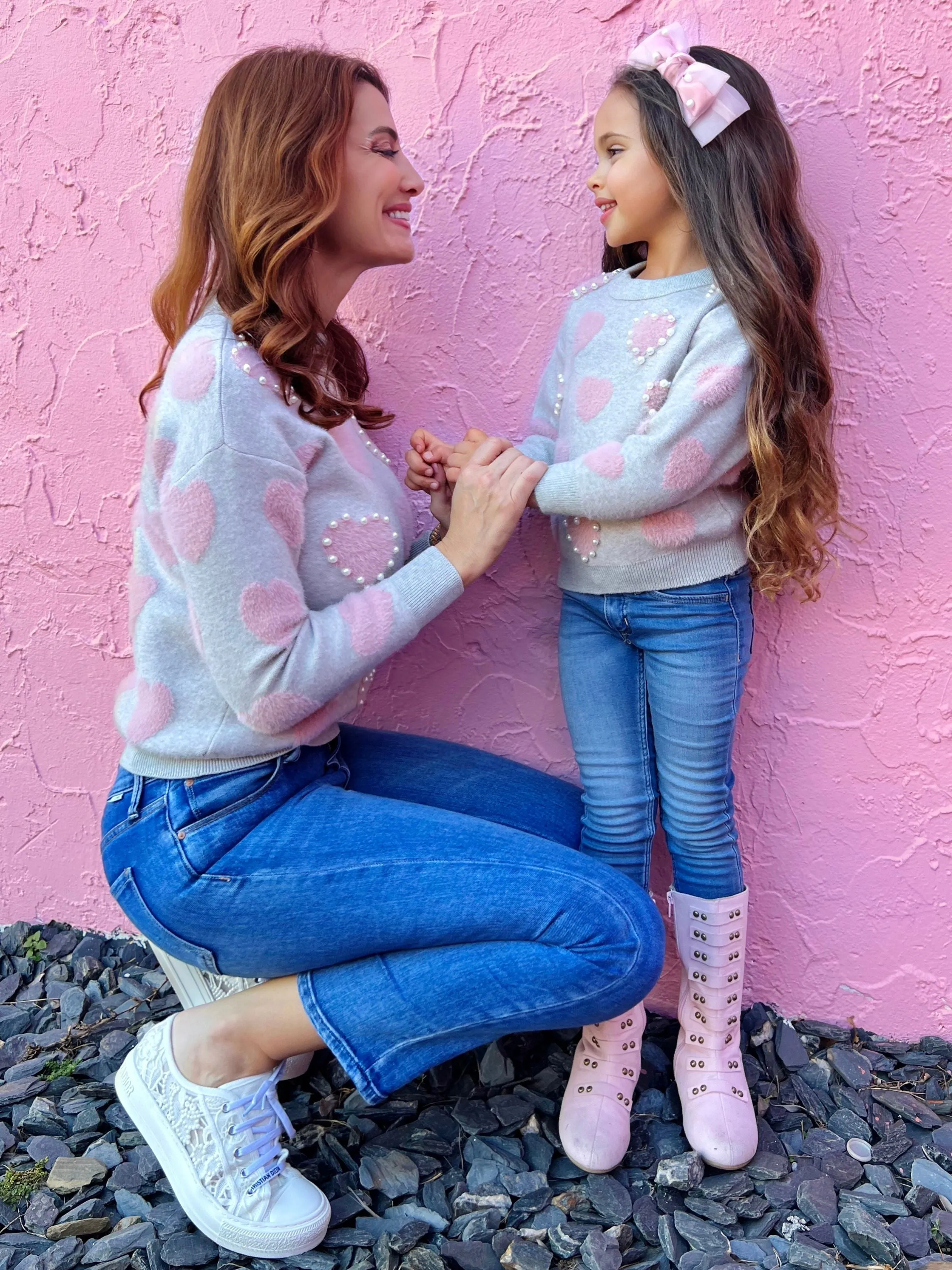 Mommy And Me Lovey-Dovey Pearl Knit Sweater