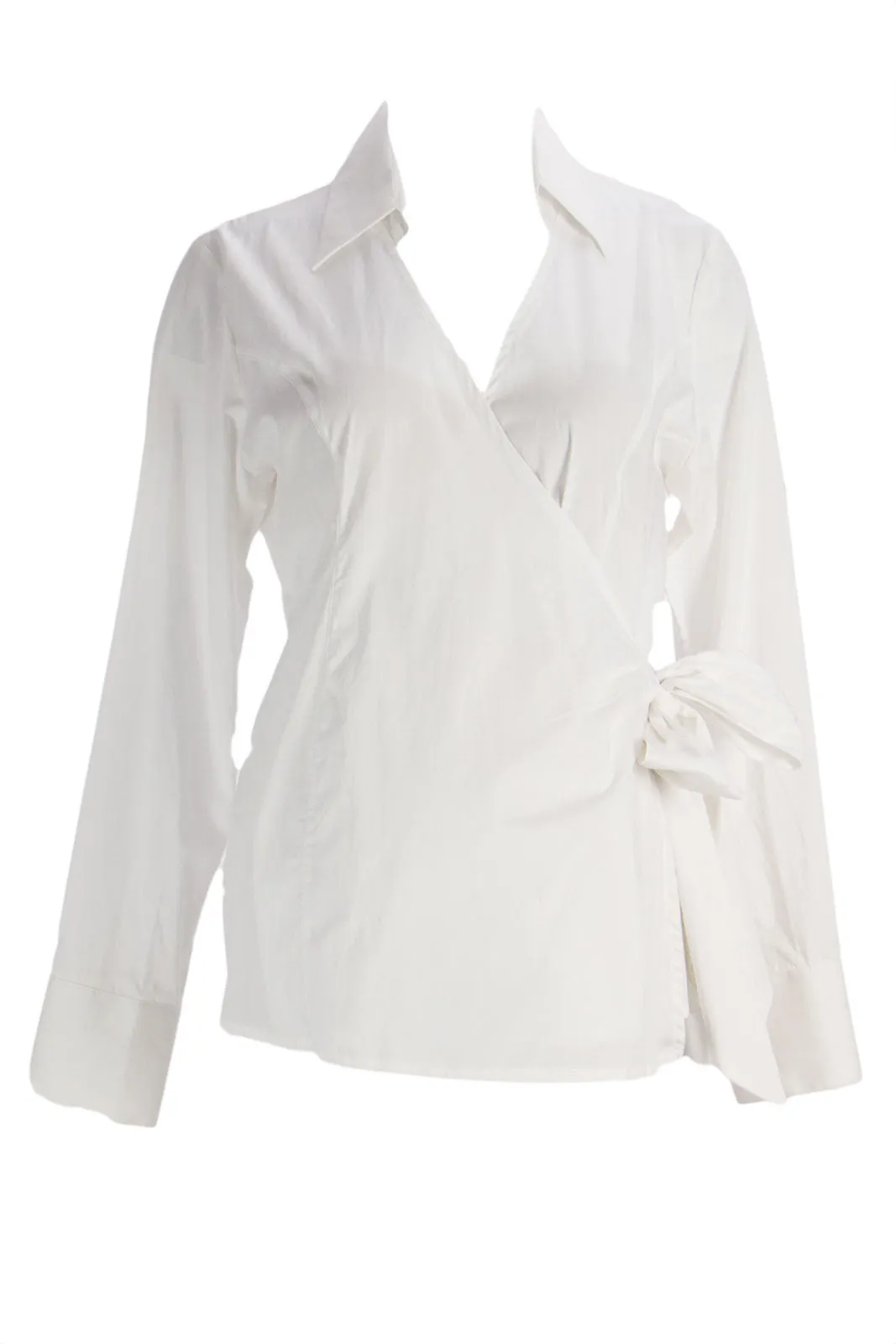 OLIAN Maternity Women's Long Sleeve True Wrap Collared Blouse $120 NWT