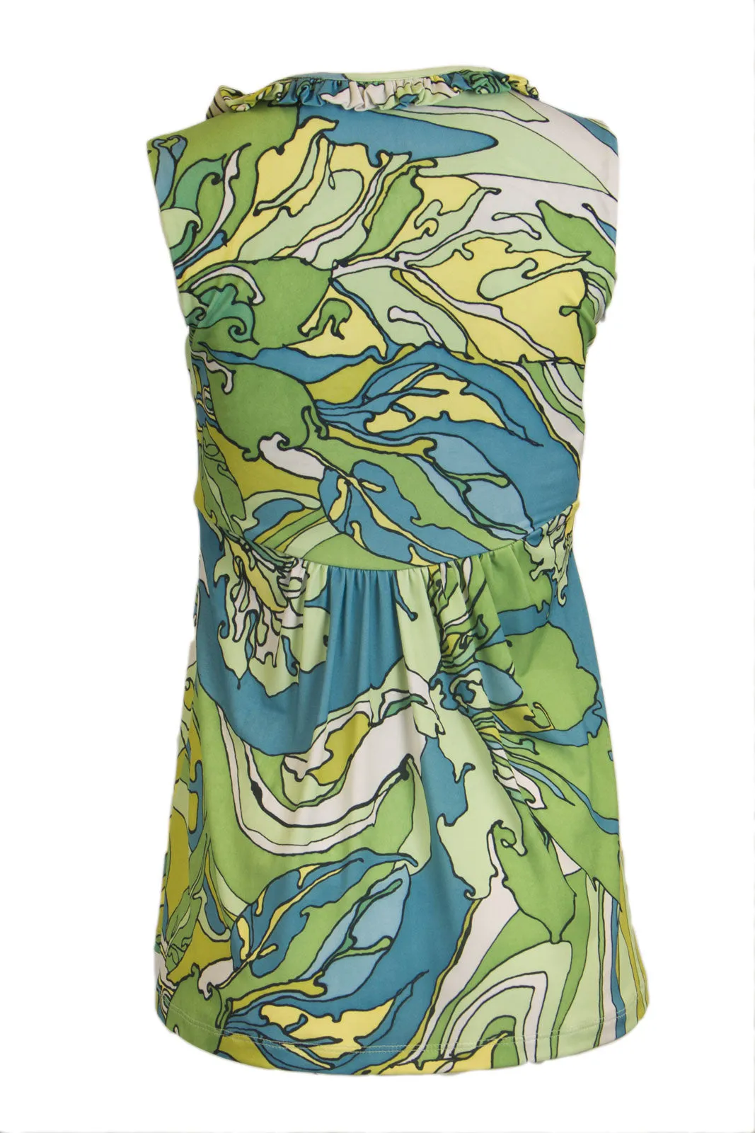 OLIAN Maternity Women's Parakeet Floral Print Ruffle Trim Neck Top XS $106 NWT