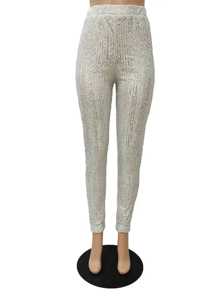 Sequins Skinny High Waist Pencil Trousers
