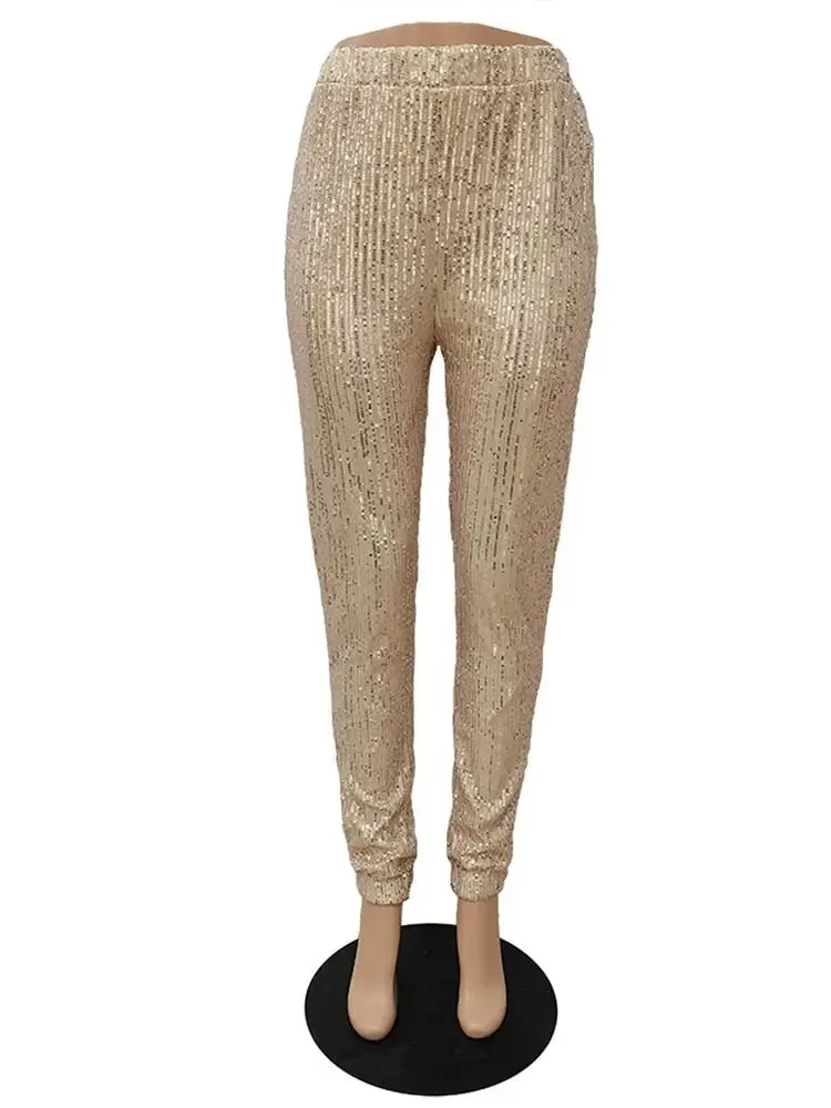 Sequins Skinny High Waist Pencil Trousers