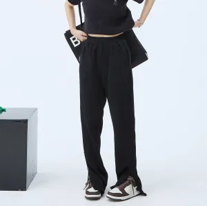 Side Slits Casual Elastic Waist Pants