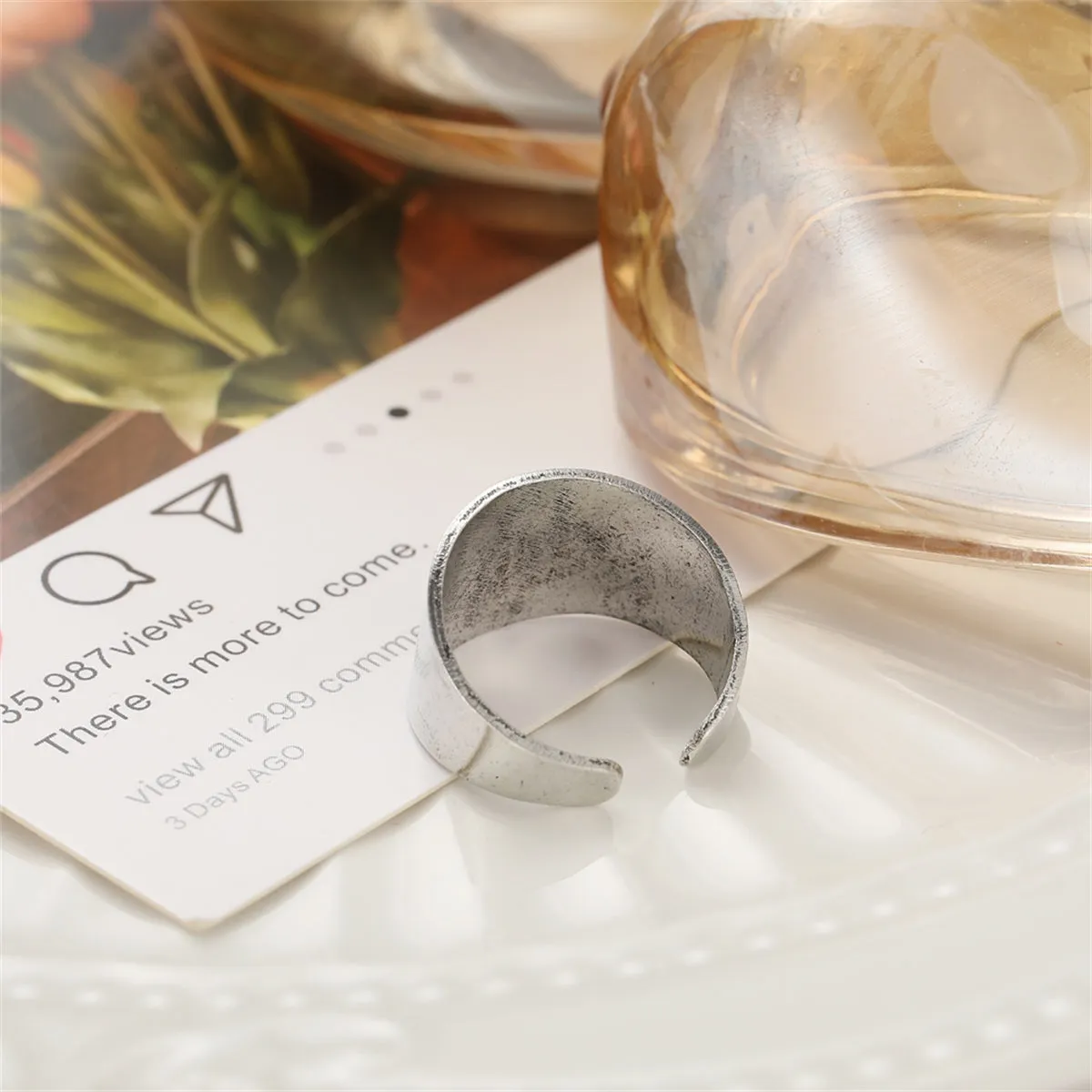 Silver-Plated Flower Open Band Ring