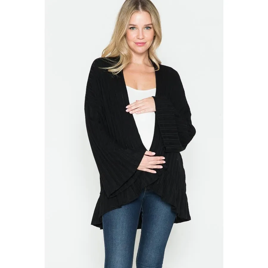 Story Teller - Sleeve Basic Cardigan: BLACK