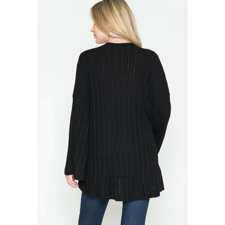 Story Teller - Sleeve Basic Cardigan: BLACK