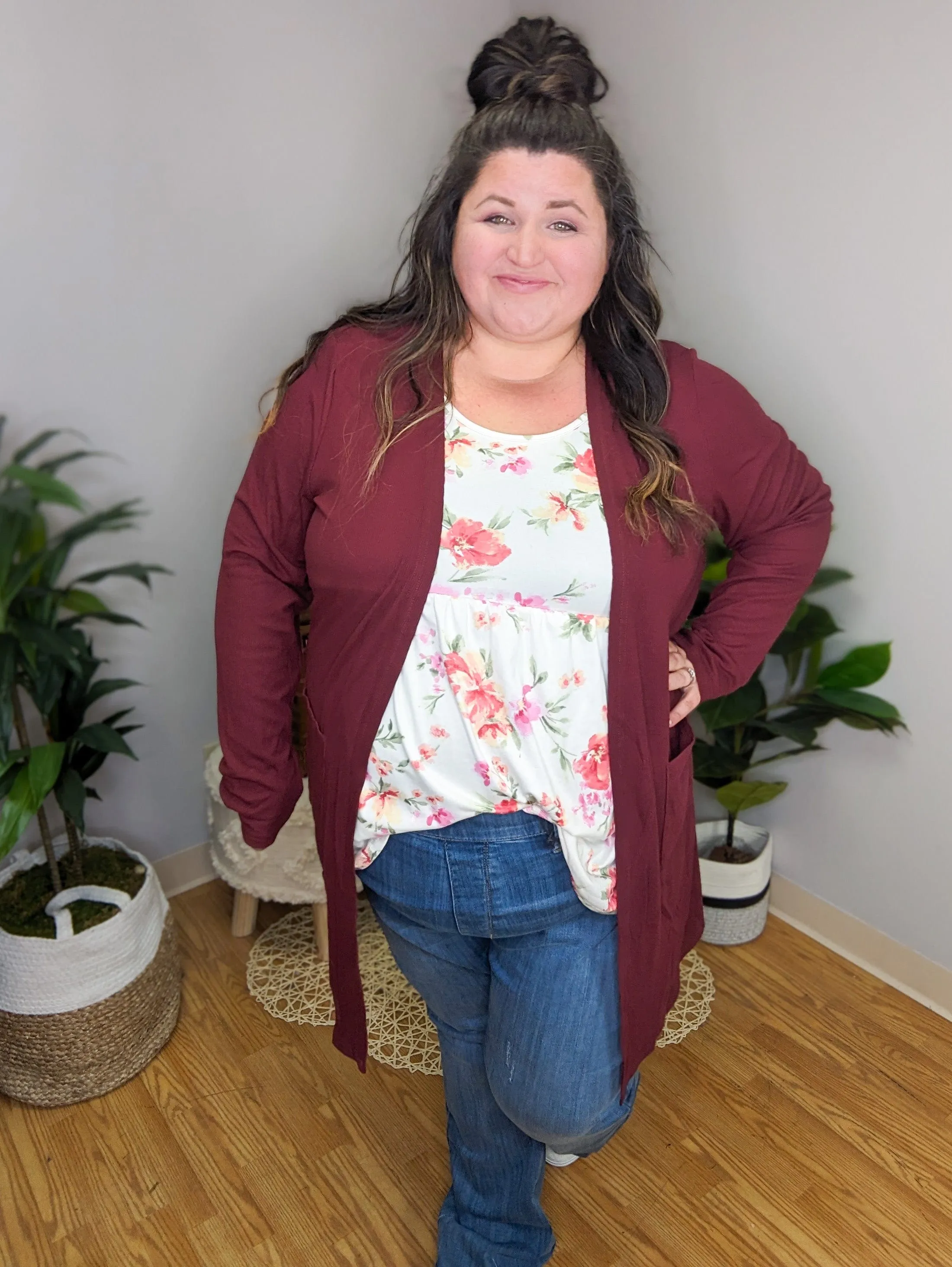 Teagan Triple Stretch Solid Ribbed Cardigan (lots of colors)