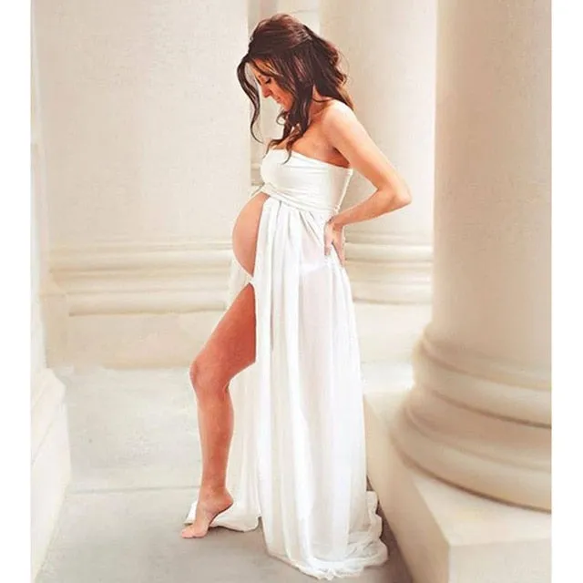 Women's Long Maxi Chiffon Portrait Maternity Dresses