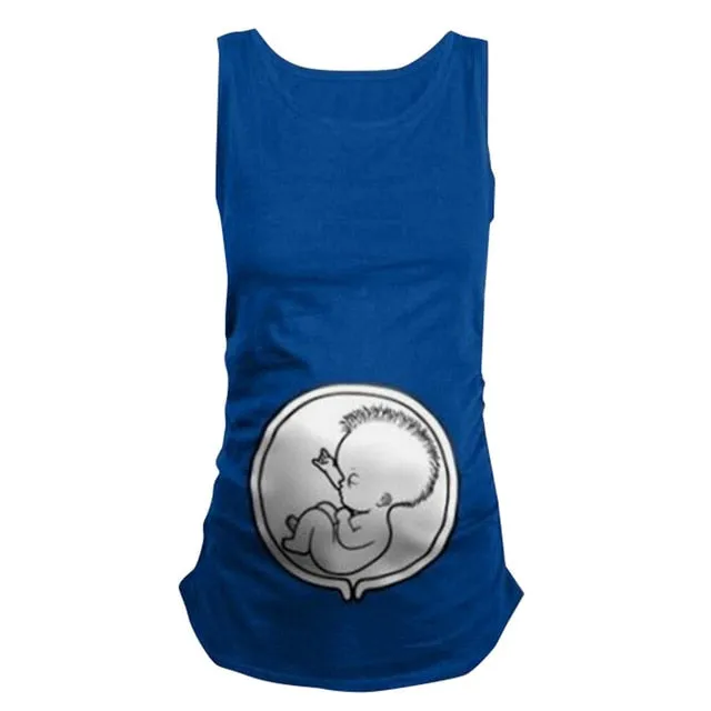 Women's Maternity Sleeveless Tops Cartoon Pattern