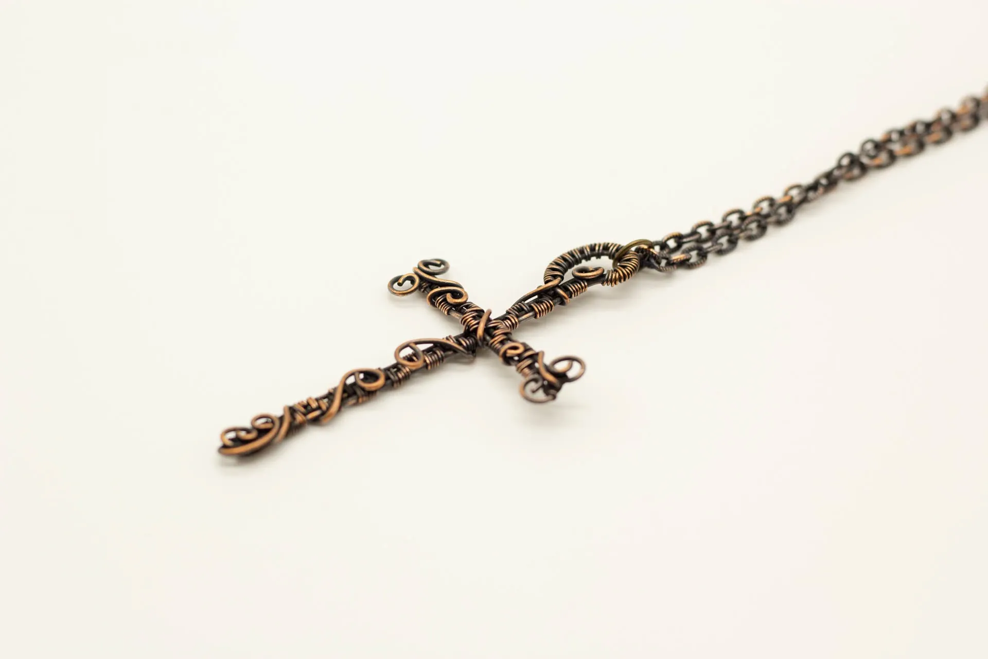 Woven Copper Cross Necklace